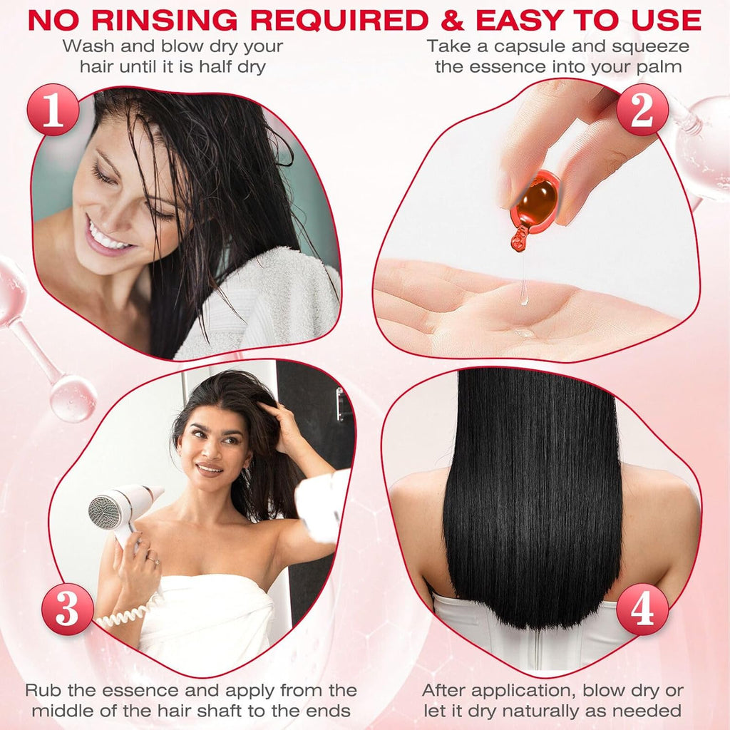 Hair Treatment Serum 40 Hair Care Capsules - No Rinse - With Argan Macadamia & Avocado Oils - Vitamins A, E, & Pro B5 - Conditioner For Women & Men