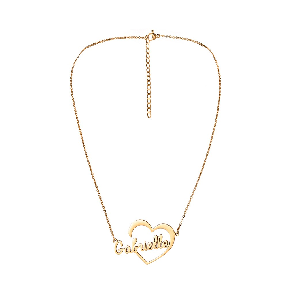 Cross-border Ins Fashion Stainless Steel English Lettering Name Cutting Pendant Trendy Titanium Steel Peach Heart Sexy Necklace Female